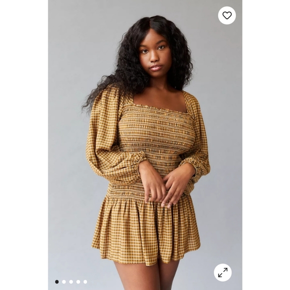 UO Francis Smocked Long Sleeve Mini Dress size M - Picture 7 of 7
